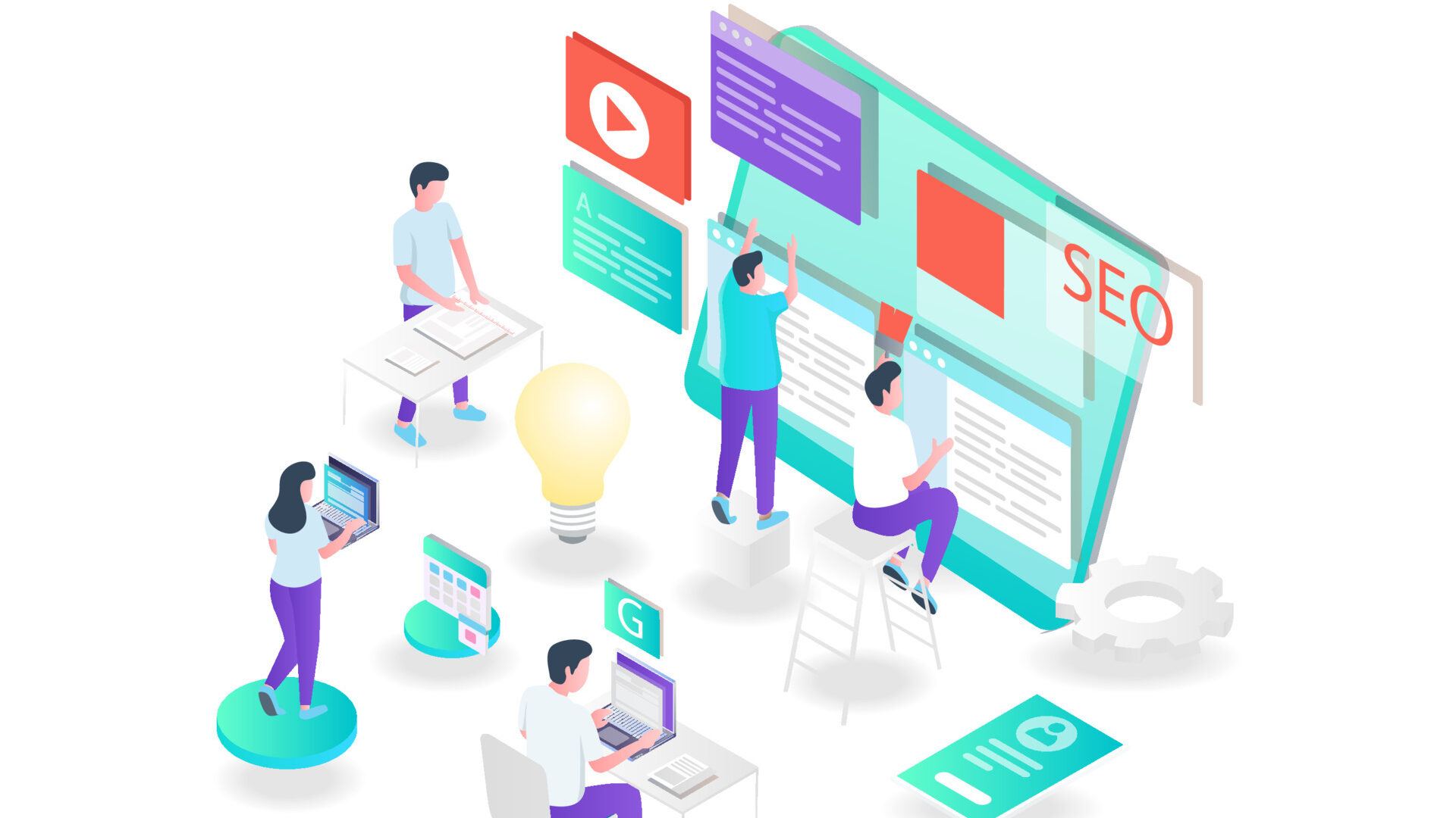 The Concept Of Isometric Flat Illustration Seo Optimization And Web Developer Free Vector Edited